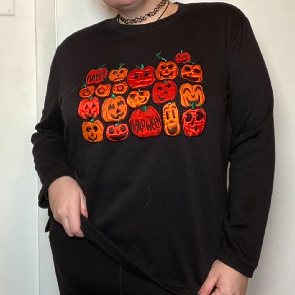 Vintage Happy Halloween Pumpkins Crewneck Size L
